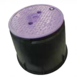 HR Products Reclaimed Water Irrigation Valve Boxes Large Round 235mm Top X 335mm Bottom X 255mm Deep Reclaimed Water Valve Box (Lilac Lid)